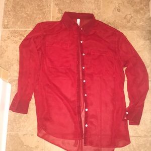 Red chiffon sheer blouse from American Apparel